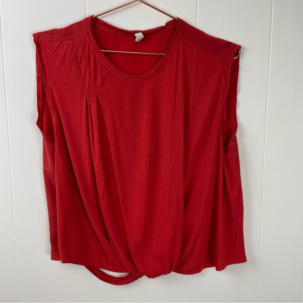 TINY Burnt Orange Sleeveless Mixed Media Tank Top